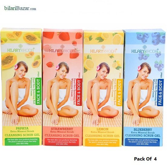 Hilary Rhoda Dead Skin Removing And Whitening Cream Face & Body Cleansing Scrub Gel Kit-Pack of 4*100 ml