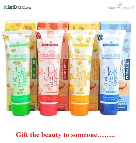 Hilary Rhoda Dead Skin Removing And Whitening Cream Face & Body Cleansing Scrub Gel Kit-Pack of 4*100 ml