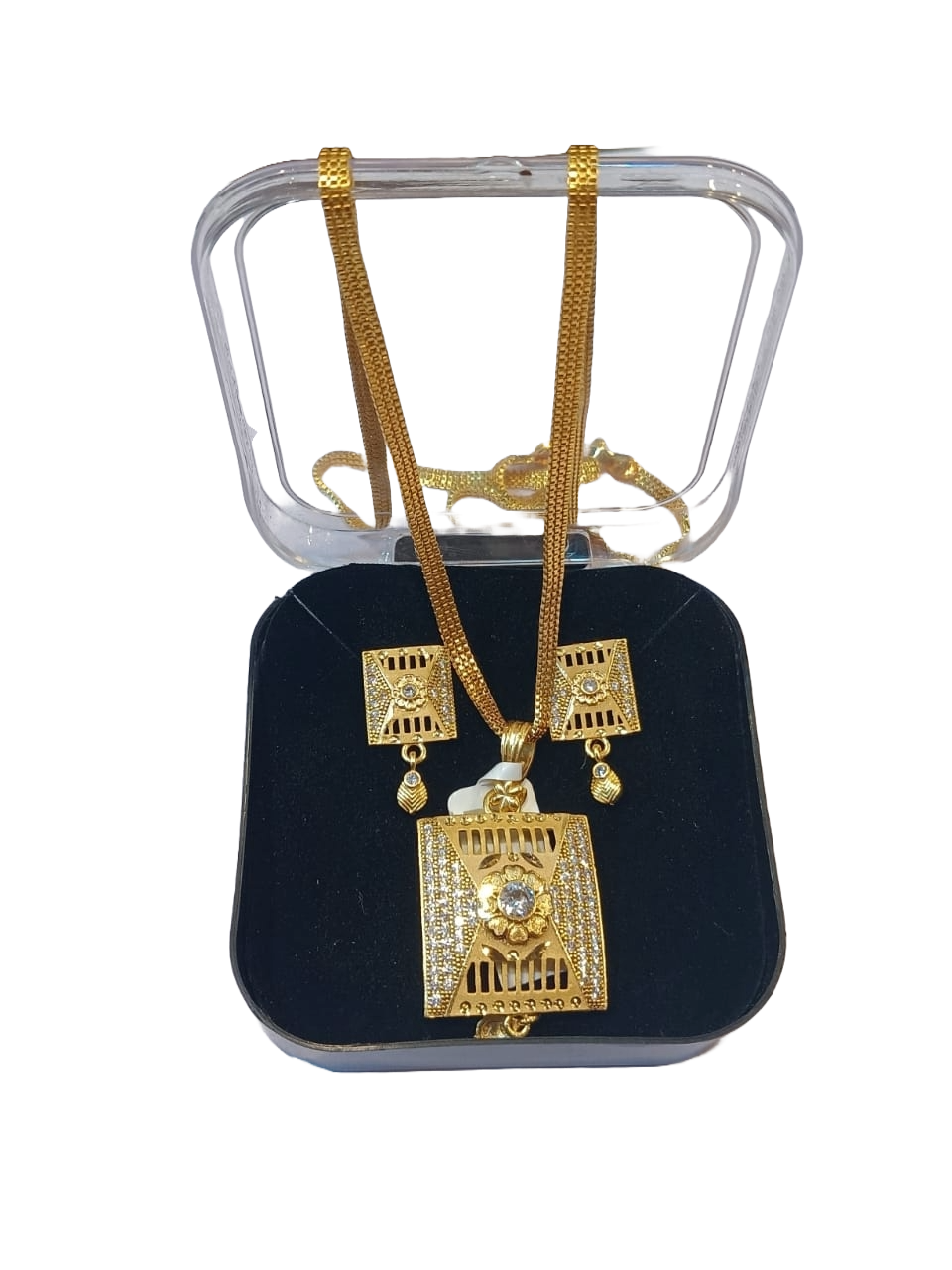 Designer and Stylish chain pendant with earrings for women Micro Gold-plated Designed Jewellery Set