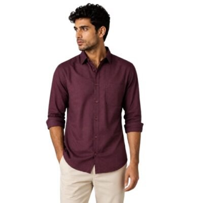 Tiranga Men's Solid color Cotton Slim Fit Formal Shirt Full Sleeve