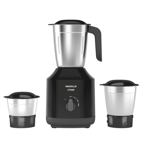 Havells Stone 500W Mixer Grinder with 3 Stainless Steel Jars – Black