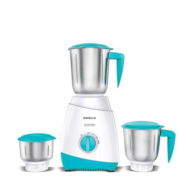 Havells Aspro Plus 500W With 3 Jars White & Light Blue Mixer Grinder