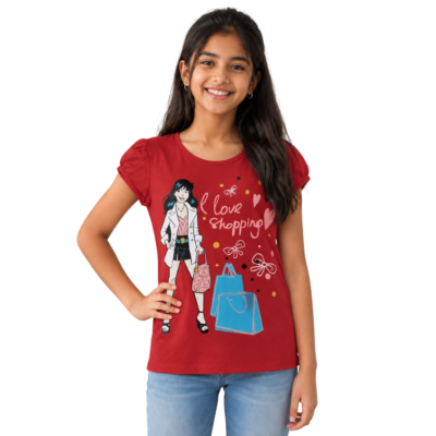 Girls Graphic Printed T-Shirt | Cotton Round Neck Half Sleeve Casual Wear for 11-12 yrs
