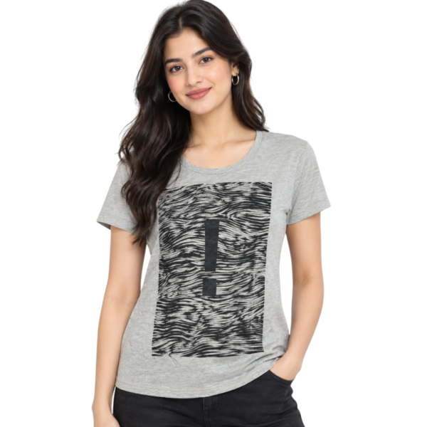 Van Heusen Women's Viscose T-Shirts - Light Grey, Round Neck, Moisture Wicking, Short Sleeve