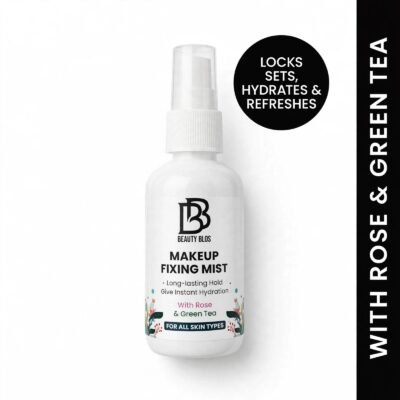 Beauty Blos Makeup Fixing Mist with Rose & Green Tea, Long Lasting Makeup Setting Spray, Instant Hydration.
